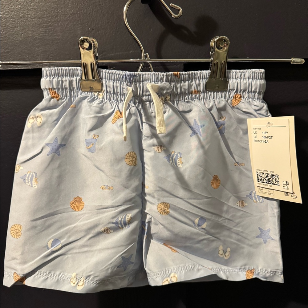 H&M Light Blue Seashell and Starfish Print Shorts